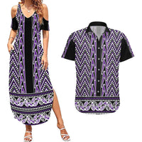 New Zealand Maori Niho Taniwha Couples Matching Summer Maxi Dress and Hawaiian Shirt Waiporopo Mangopare and Puhoro Pattern