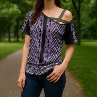 New Zealand Maori Niho Taniwha Cross Shoulder Shirt Waiporopo Mangopare and Puhoro Pattern - Polynesian Pride