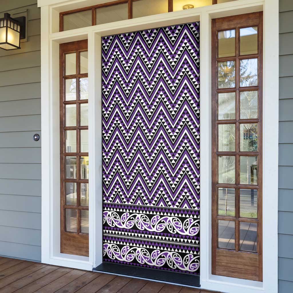 New Zealand Maori Niho Taniwha Door Cover Waiporopo Mangopare and Puhoro Pattern - Polynesian Pride