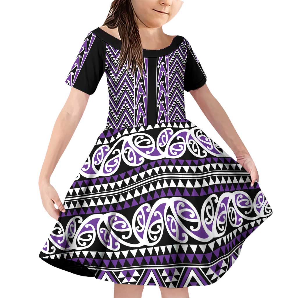 New Zealand Maori Niho Taniwha Family Matching Off Shoulder Short Dress and Hawaiian Shirt Waiporopo Mangopare and Puhoro Pattern