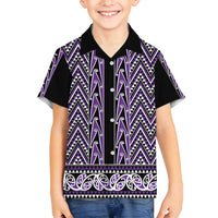 New Zealand Maori Niho Taniwha Family Matching Off Shoulder Short Dress and Hawaiian Shirt Waiporopo Mangopare and Puhoro Pattern