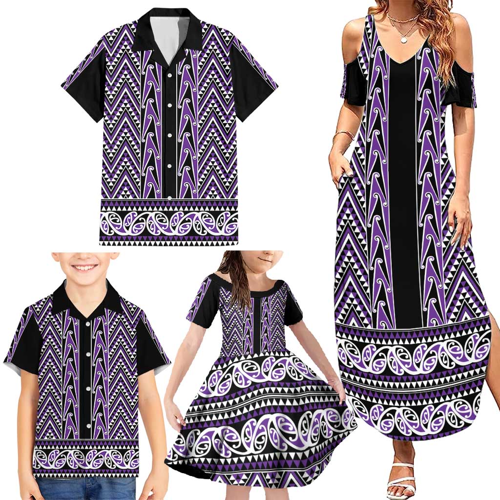 New Zealand Maori Niho Taniwha Family Matching Summer Maxi Dress and Hawaiian Shirt Waiporopo Mangopare and Puhoro Pattern