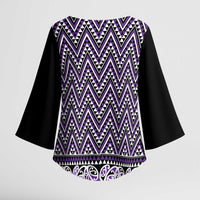New Zealand Maori Niho Taniwha Kimono Sleeve Blouse Waiporopo Mangopare and Puhoro Pattern - Polynesian Pride