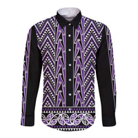 New Zealand Maori Niho Taniwha Long Sleeve Button Shirt Waiporopo Mangopare and Puhoro Pattern