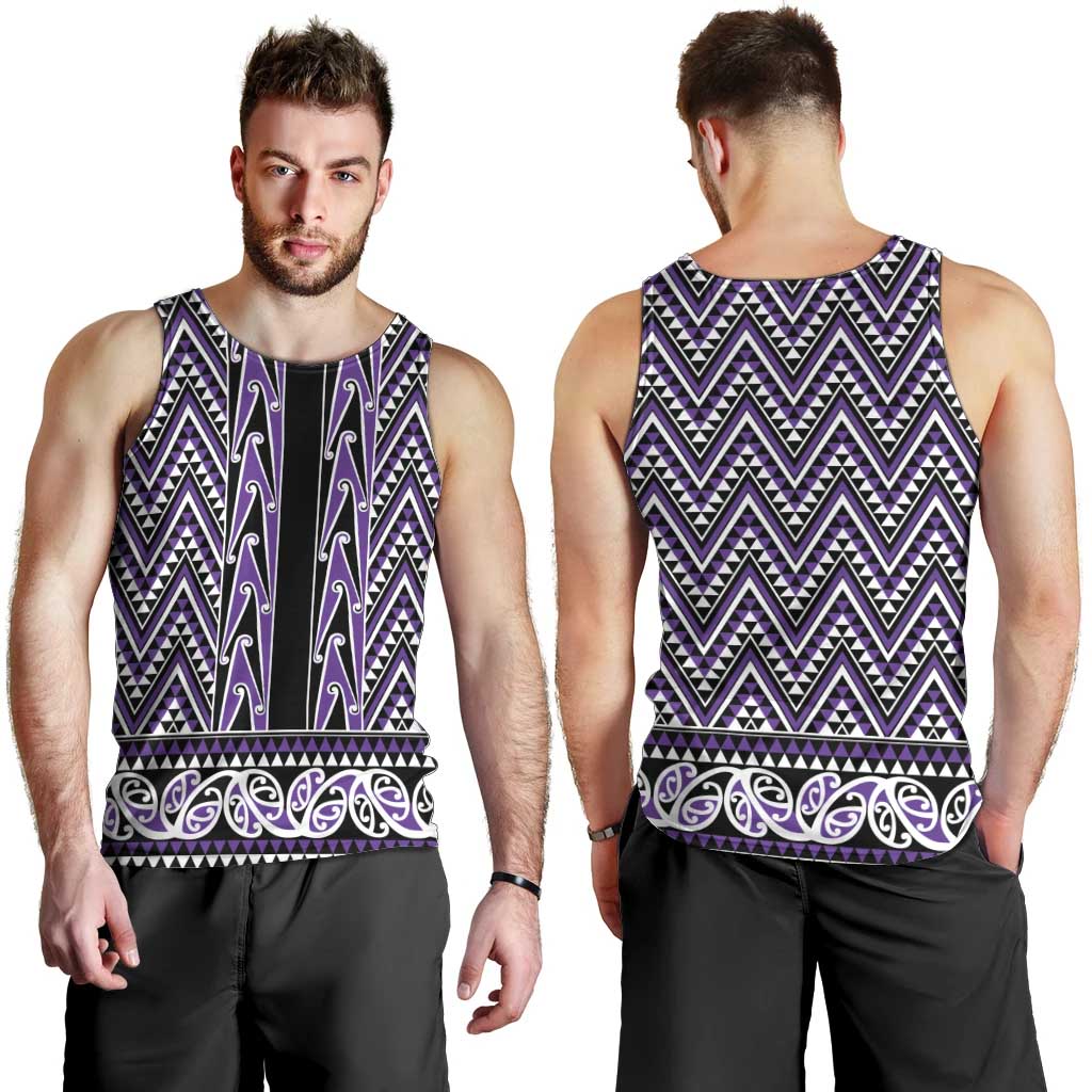 New Zealand Maori Niho Taniwha Men Tank Top Waiporopo Mangopare and Puhoro Pattern