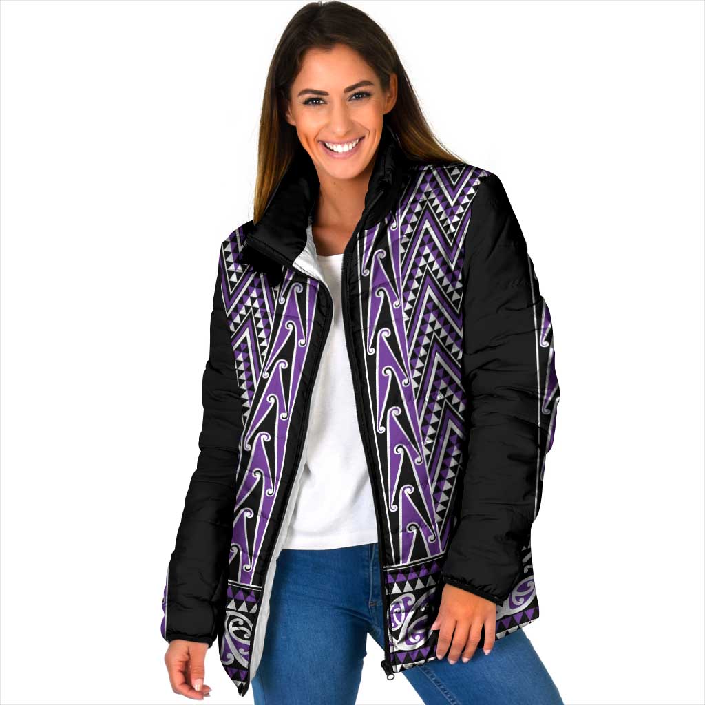 New Zealand Maori Niho Taniwha Padded Jacket Waiporopo Mangopare and Puhoro Pattern - Polynesian Pride