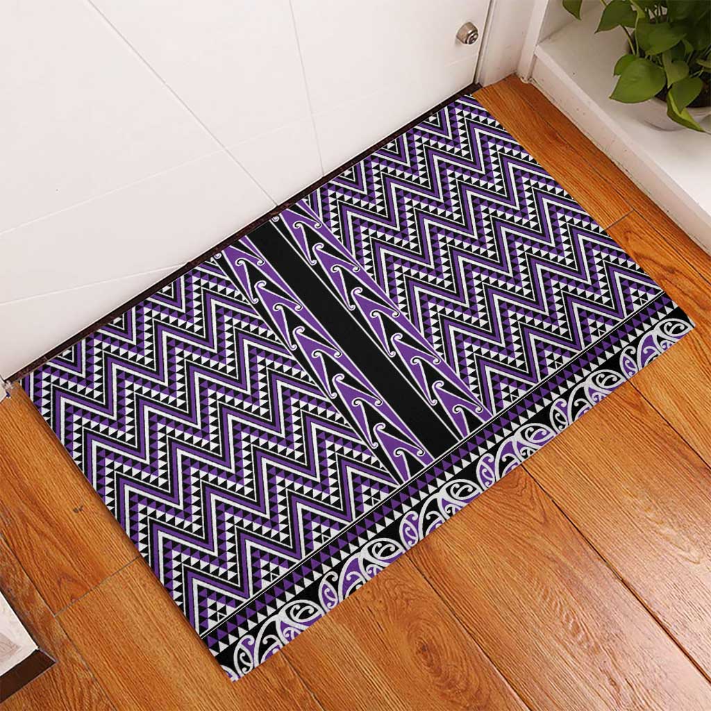 New Zealand Maori Niho Taniwha Rubber Doormat Waiporopo Mangopare and Puhoro Pattern