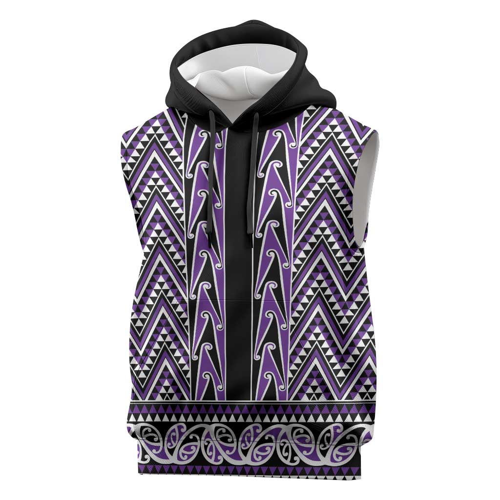New Zealand Maori Niho Taniwha Sleeveless Hoodie Waiporopo Mangopare and Puhoro Pattern - Polynesian Pride