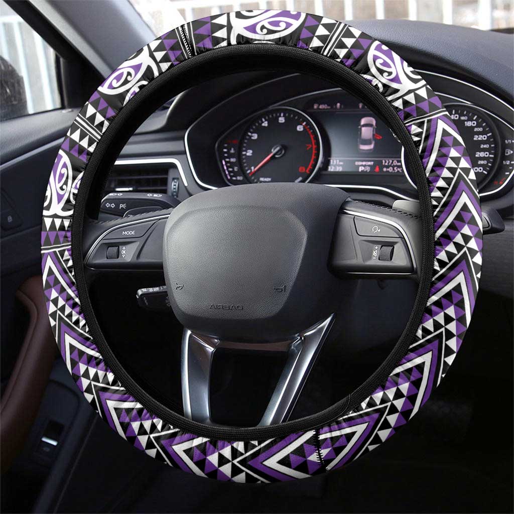 New Zealand Maori Niho Taniwha Steering Wheel Cover Waiporopo Mangopare and Puhoro Pattern
