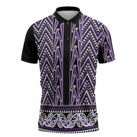 New Zealand Maori Niho Taniwha Zipper Polo Shirt Waiporopo Mangopare and Puhoro Pattern - Polynesian Pride
