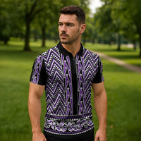 New Zealand Maori Niho Taniwha Zipper Polo Shirt Waiporopo Mangopare and Puhoro Pattern - Polynesian Pride