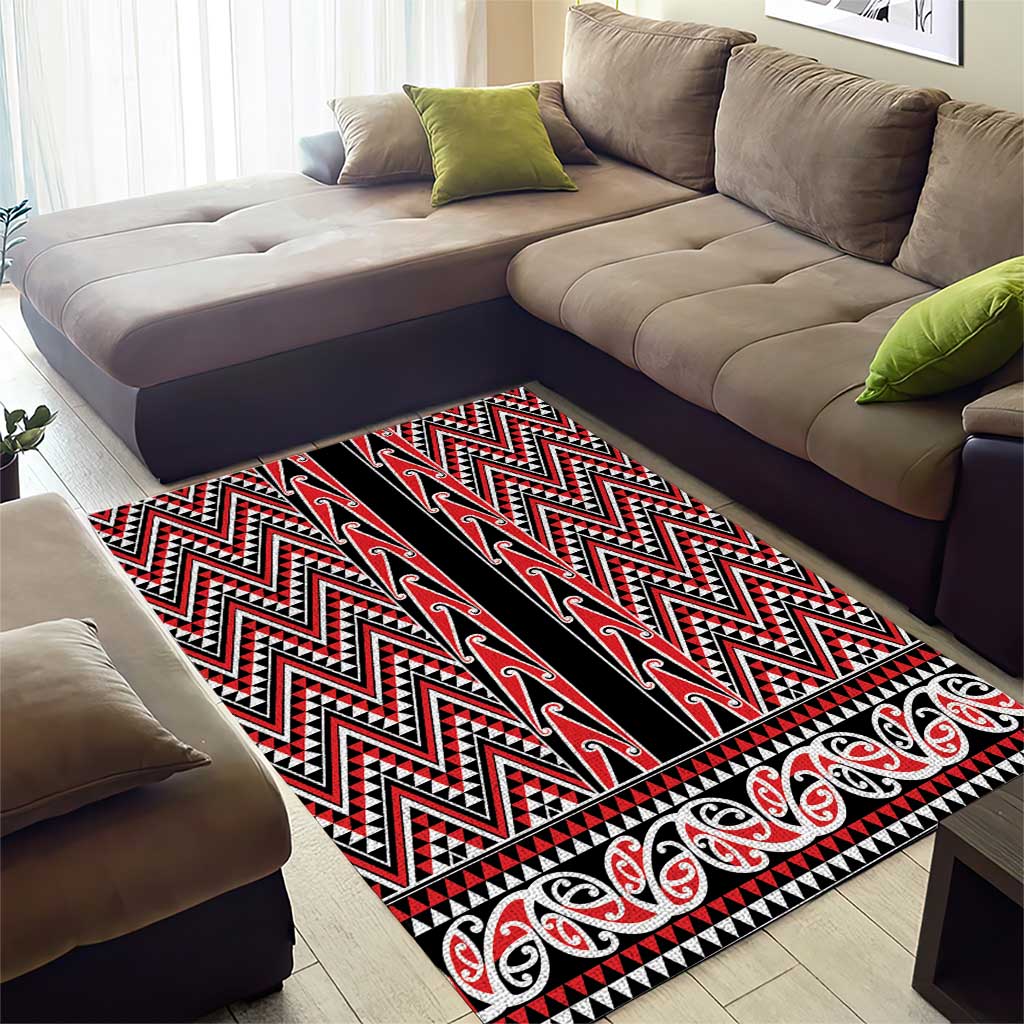 New Zealand Maori Niho Taniwha Area Rug Whero Mangopare and Puhoro Pattern LT9 - Polynesian Pride