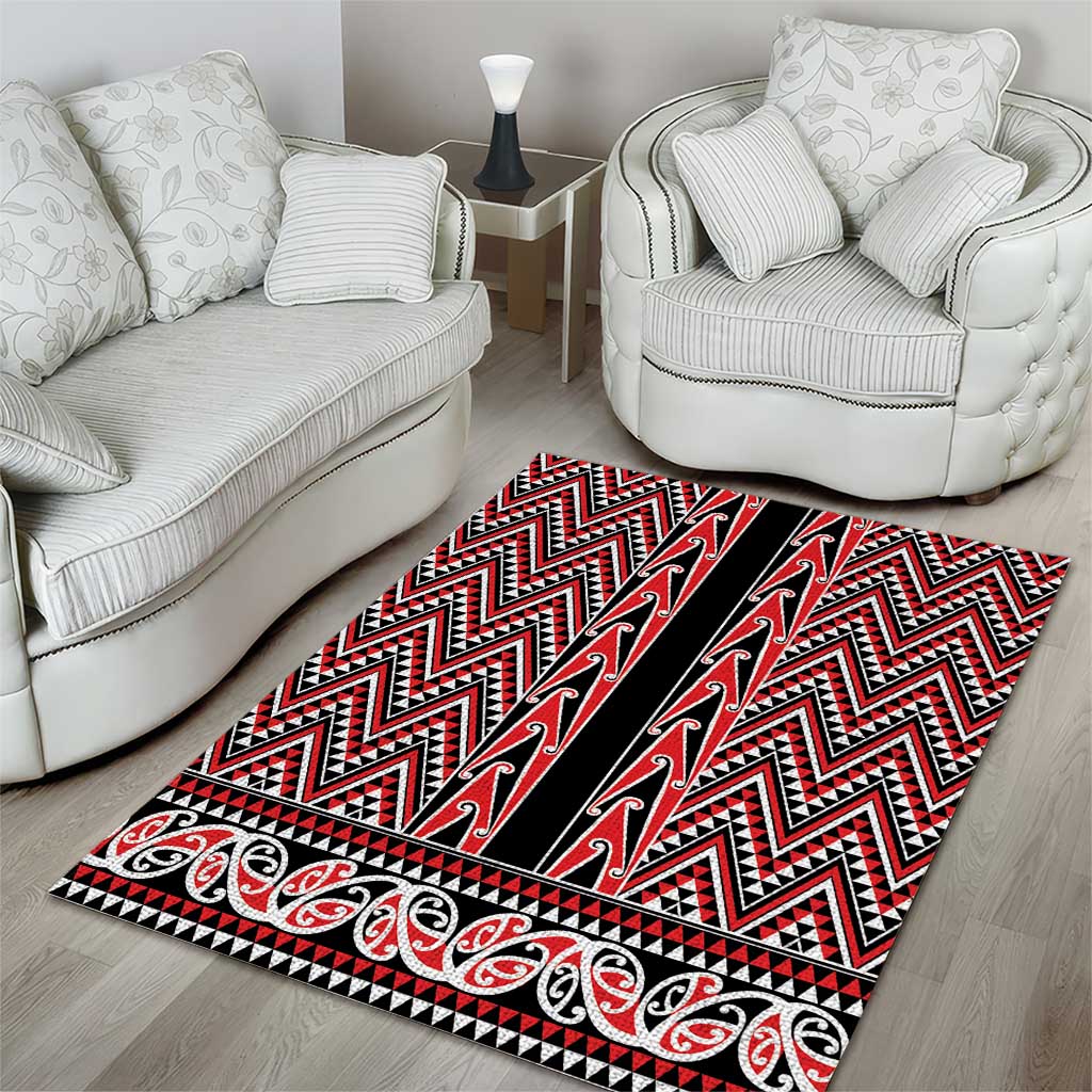 New Zealand Maori Niho Taniwha Area Rug Whero Mangopare and Puhoro Pattern LT9 - Polynesian Pride
