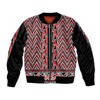 New Zealand Maori Niho Taniwha Bomber Jacket Whero Mangopare and Puhoro Pattern