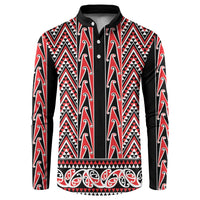 New Zealand Maori Niho Taniwha Button Sweatshirt Whero Mangopare and Puhoro Pattern