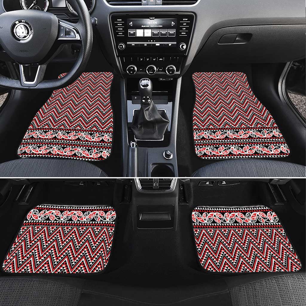 New Zealand Maori Niho Taniwha Car Mats Whero Mangopare and Puhoro Pattern