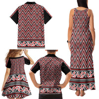 New Zealand Maori Niho Taniwha Family Matching Tank Maxi Dress and Hawaiian Shirt Whero Mangopare and Puhoro Pattern
