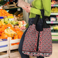 New Zealand Maori Niho Taniwha Grocery Bag Whero Mangopare and Puhoro Pattern