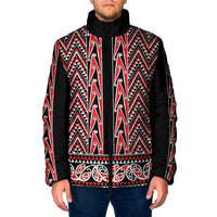 New Zealand Maori Niho Taniwha Padded Jacket Whero Mangopare and Puhoro Pattern - Polynesian Pride