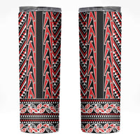 New Zealand Maori Niho Taniwha Skinny Tumbler Whero Mangopare and Puhoro Pattern