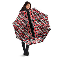 New Zealand Maori Niho Taniwha Umbrella Whero Mangopare and Puhoro Pattern - Polynesian Pride