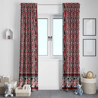 New Zealand Maori Niho Taniwha Window Curtain Whero Mangopare and Puhoro Pattern