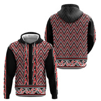New Zealand Maori Niho Taniwha Zip Hoodie Whero Mangopare and Puhoro Pattern