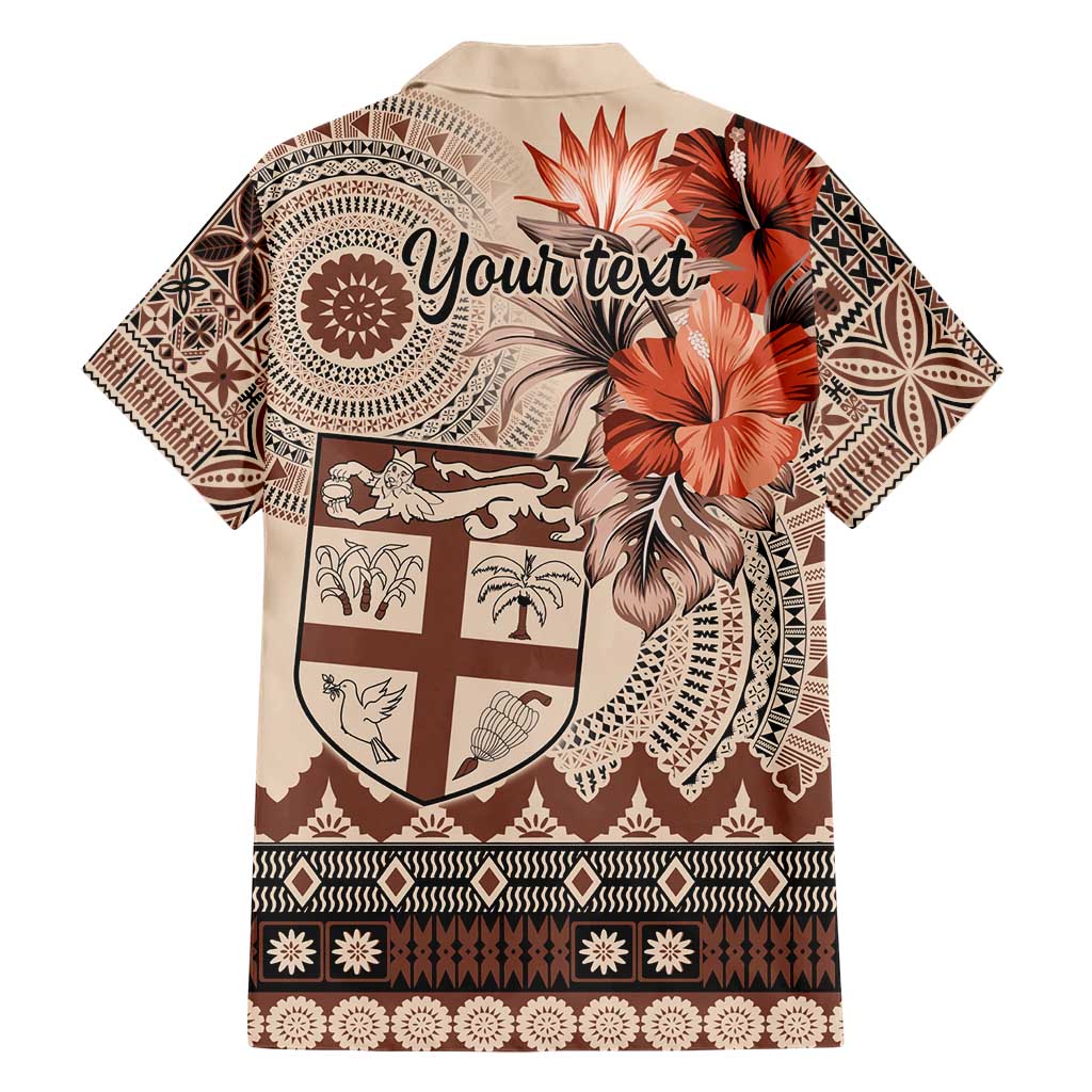 Vintage Bula Fiji Personalised Hawaiian Shirt Beige Hibiscus Tapa Pattern LT9 - Polynesian Pride
