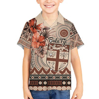 Vintage Bula Fiji Personalised Hawaiian Shirt Beige Hibiscus Tapa Pattern LT9 - Polynesian Pride