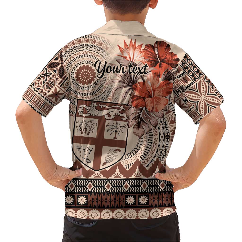 Vintage Bula Fiji Personalised Hawaiian Shirt Beige Hibiscus Tapa Pattern LT9 - Polynesian Pride