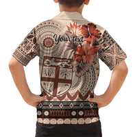 Vintage Bula Fiji Personalised Hawaiian Shirt Beige Hibiscus Tapa Pattern LT9 - Polynesian Pride