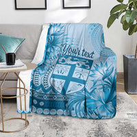 Vintage Bula Fiji Personalised Blanket Blue Hibiscus Tapa Pattern LT9