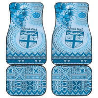 Vintage Bula Fiji Personalised Car Mats Blue Hibiscus Tapa Pattern LT9