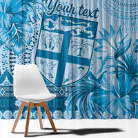 Vintage Bula Fiji Personalised Window Curtain Blue Hibiscus Tapa Pattern LT9
