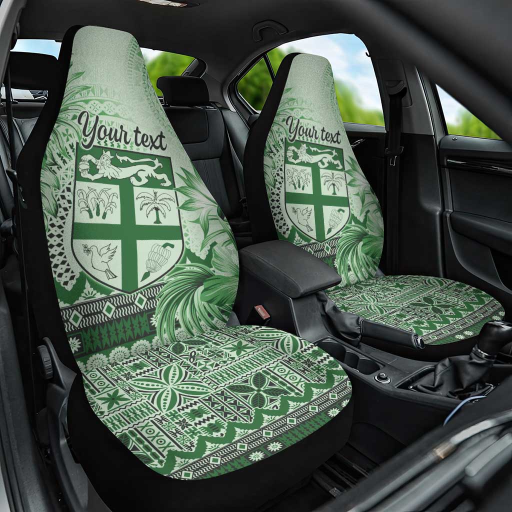 Vintage Bula Fiji Personalised Car Seat Cover Green Hibiscus Tapa Pattern LT9