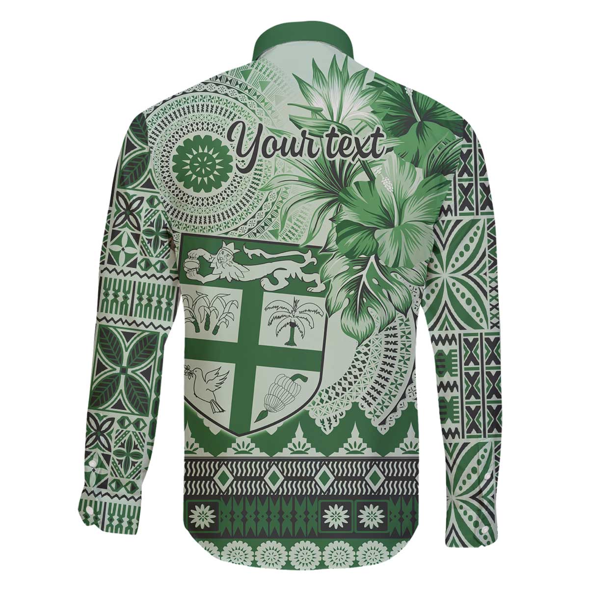 Vintage Bula Fiji Personalised Family Matching Puletasi and Hawaiian Shirt Green Hibiscus Tapa Pattern