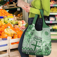 Vintage Bula Fiji Personalised Grocery Bag Green Hibiscus Tapa Pattern LT9