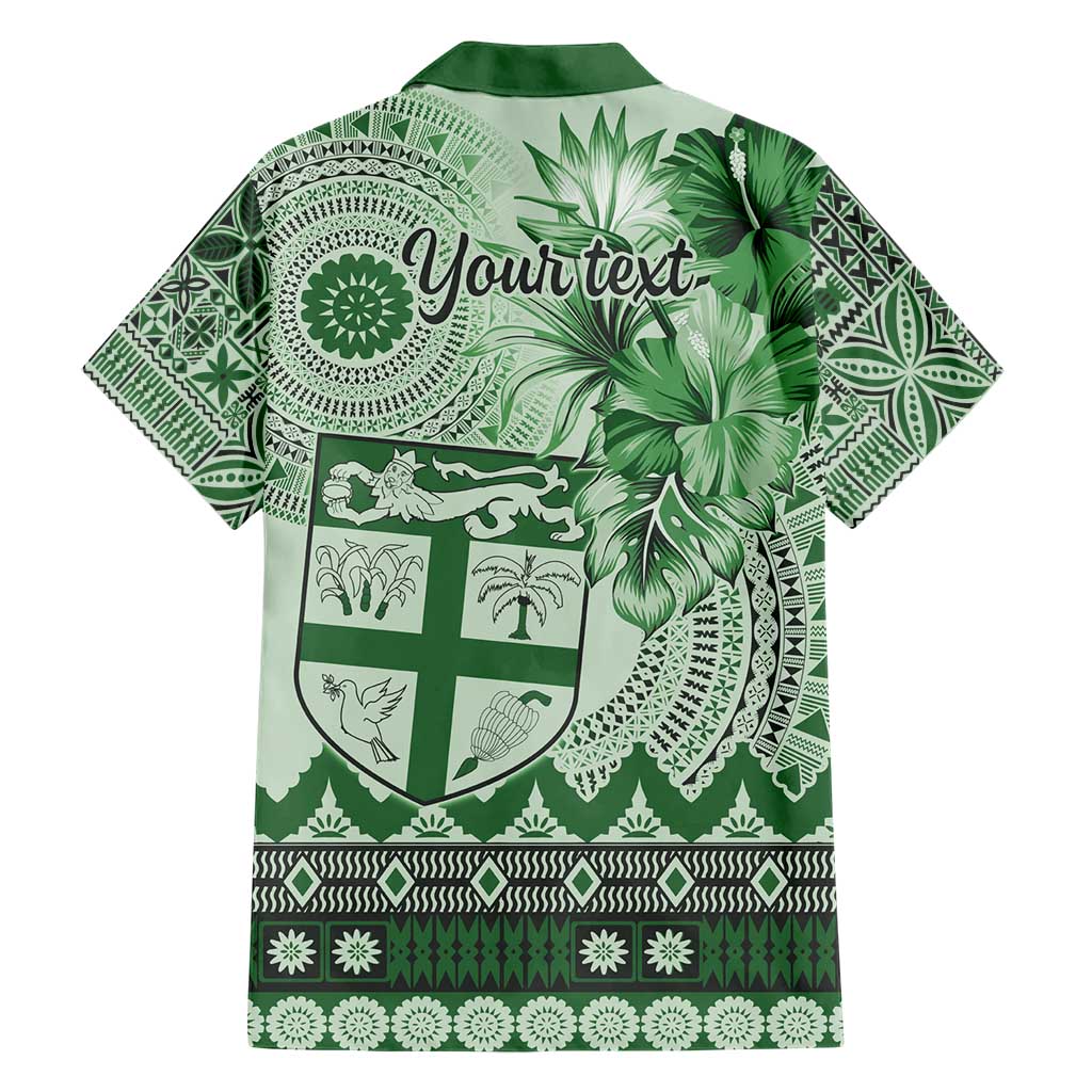 Vintage Bula Fiji Personalised Hawaiian Shirt Green Hibiscus Tapa Pattern LT9 - Polynesian Pride