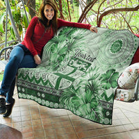 Vintage Bula Fiji Personalised Quilt Green Hibiscus Tapa Pattern LT9