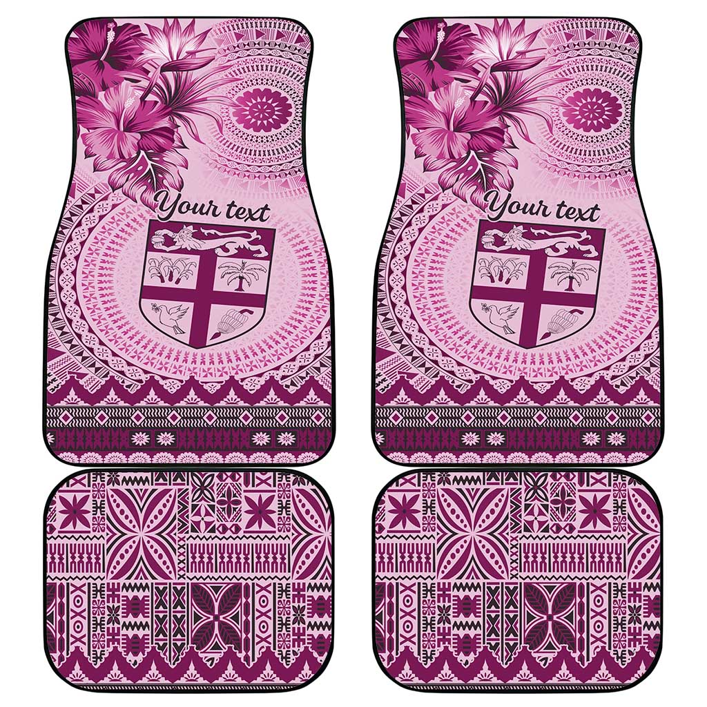 Vintage Bula Fiji Personalised Car Mats Pink Hibiscus Tapa Pattern LT9
