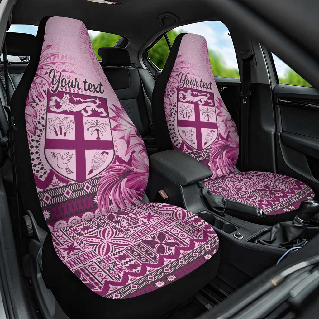 Vintage Bula Fiji Personalised Car Seat Cover Pink Hibiscus Tapa Pattern LT9
