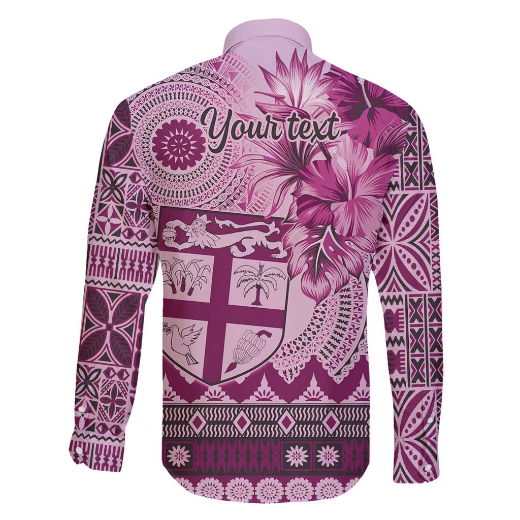 Vintage Bula Fiji Personalised Family Matching Mermaid Dress and Hawaiian Shirt Pink Hibiscus Tapa Pattern