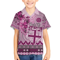 Vintage Bula Fiji Personalised Family Matching Puletasi and Hawaiian Shirt Pink Hibiscus Tapa Pattern
