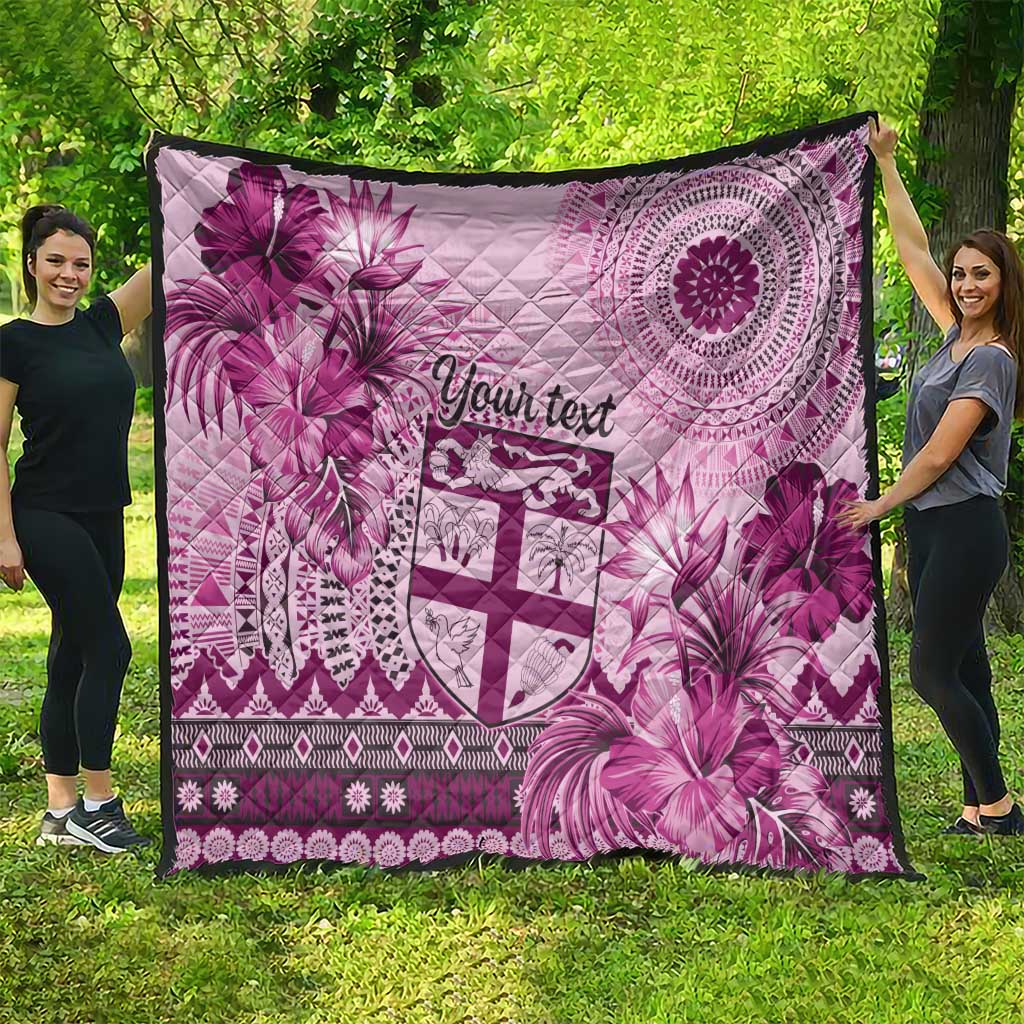 Vintage Bula Fiji Personalised Quilt Pink Hibiscus Tapa Pattern LT9