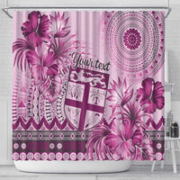Vintage Bula Fiji Personalised Shower Curtain Pink Hibiscus Tapa Pattern LT9