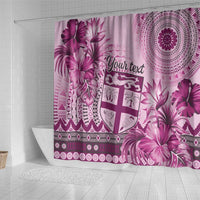 Vintage Bula Fiji Personalised Shower Curtain Pink Hibiscus Tapa Pattern LT9