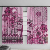Vintage Bula Fiji Personalised Window Curtain Pink Hibiscus Tapa Pattern LT9