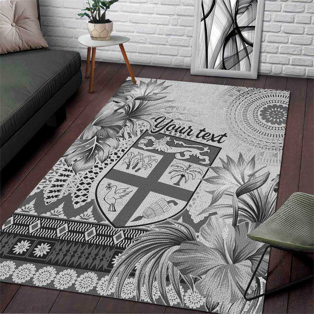 Vintage Bula Fiji Personalised Area Rug Beige Hibiscus Tapa Pattern LT9