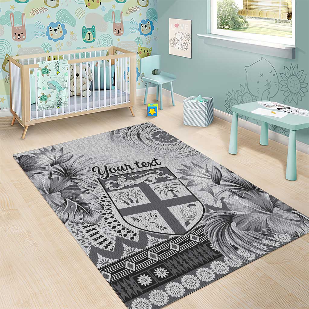 Vintage Bula Fiji Personalised Area Rug Beige Hibiscus Tapa Pattern LT9