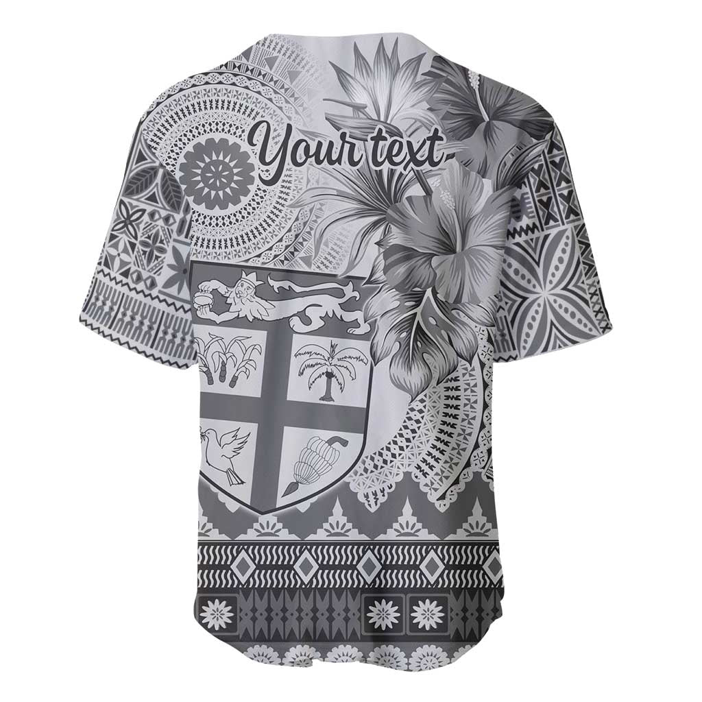 Vintage Bula Fiji Personalised Baseball Jersey Beige Hibiscus Tapa Pattern